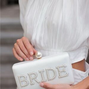 Pearl Embellished White Bridal Clutch bridal shower bride purse